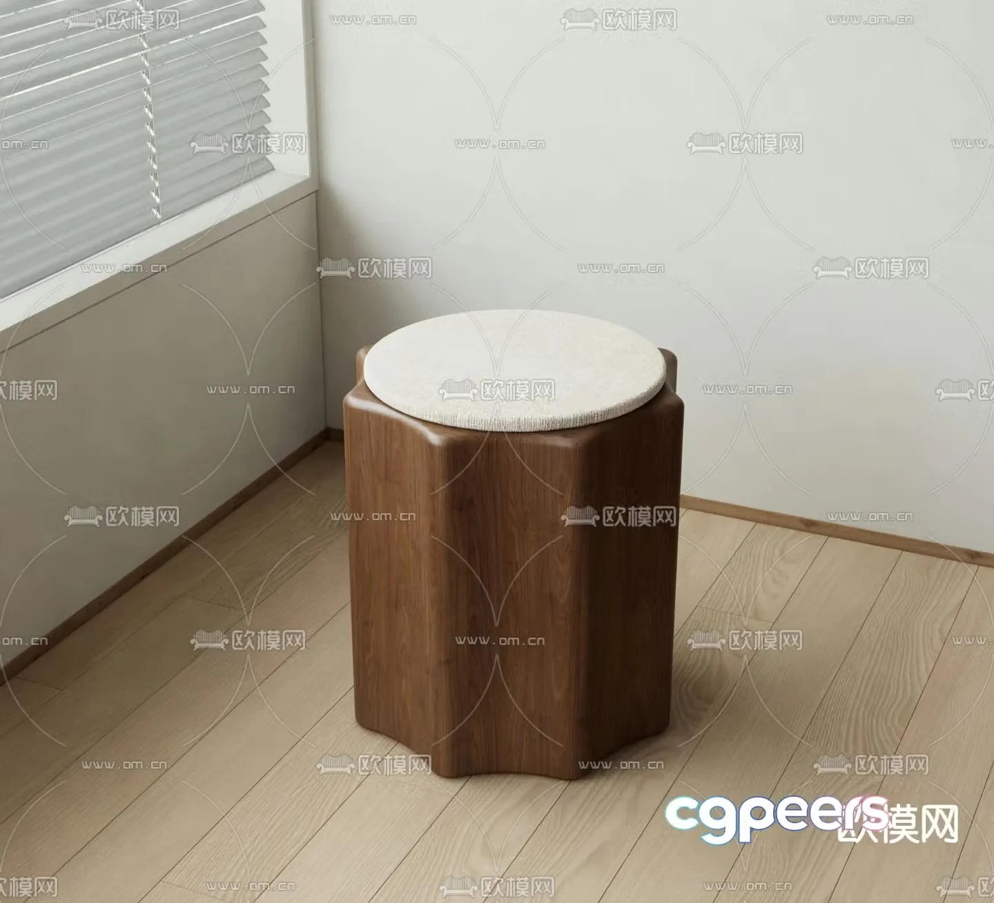 Stool makeup stool shoe changing stool wooden stool 3d model