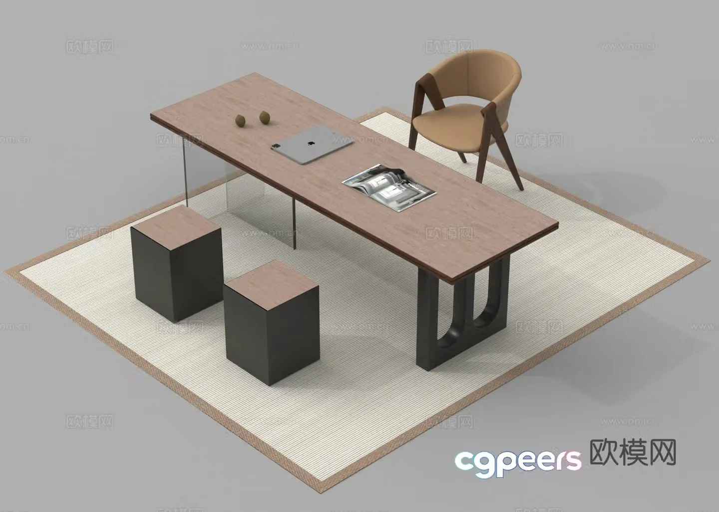 Desk Book desk Office desk chair 3d model
