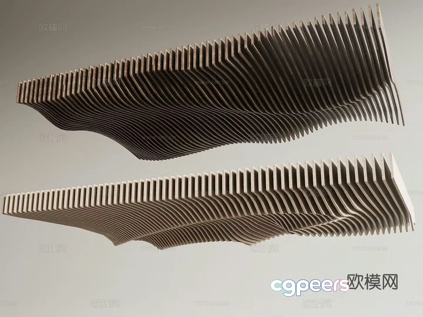 Special-shaped curved ceiling solid wood sliced â€‹â€‹ceiling 3d model