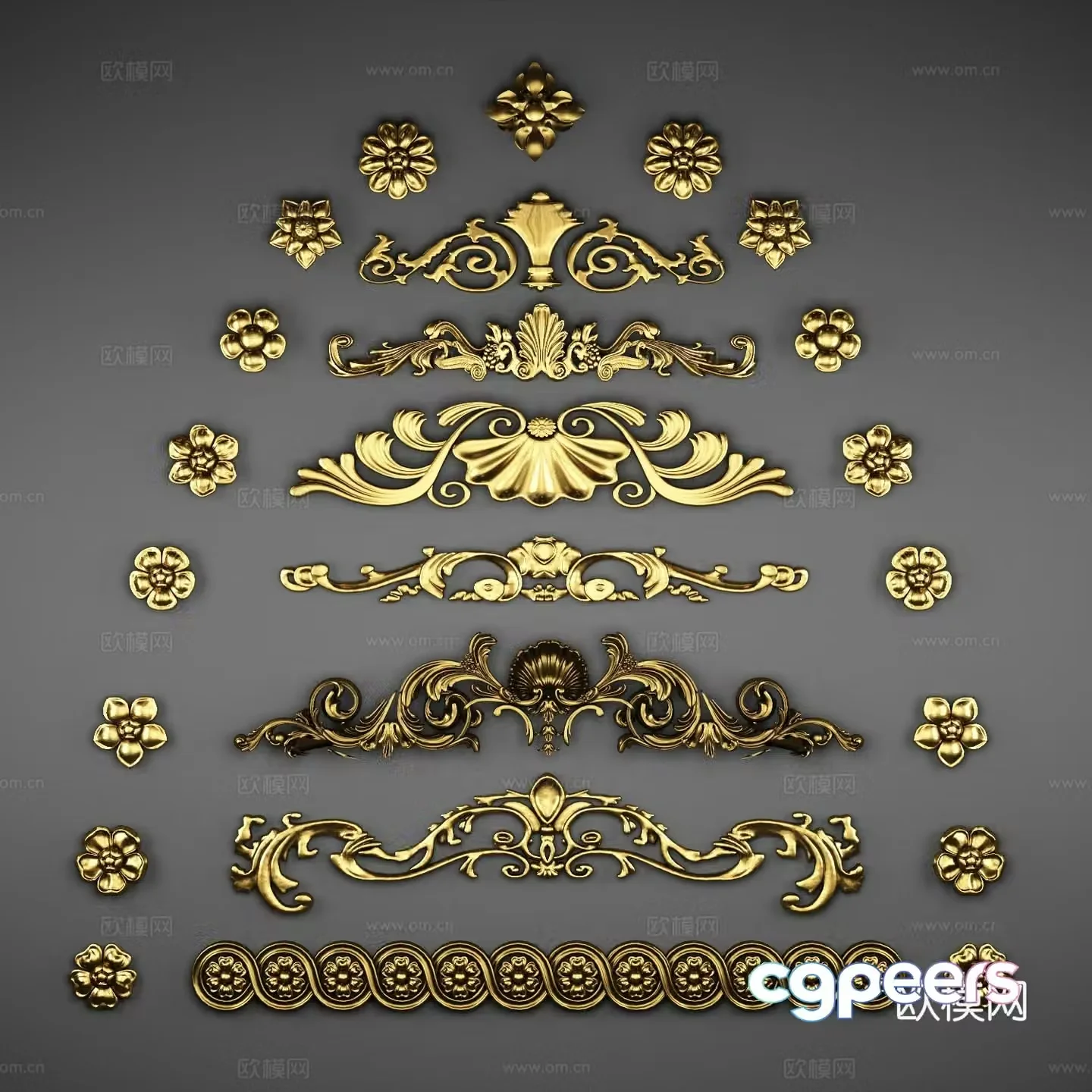 European style carving combination 3D model