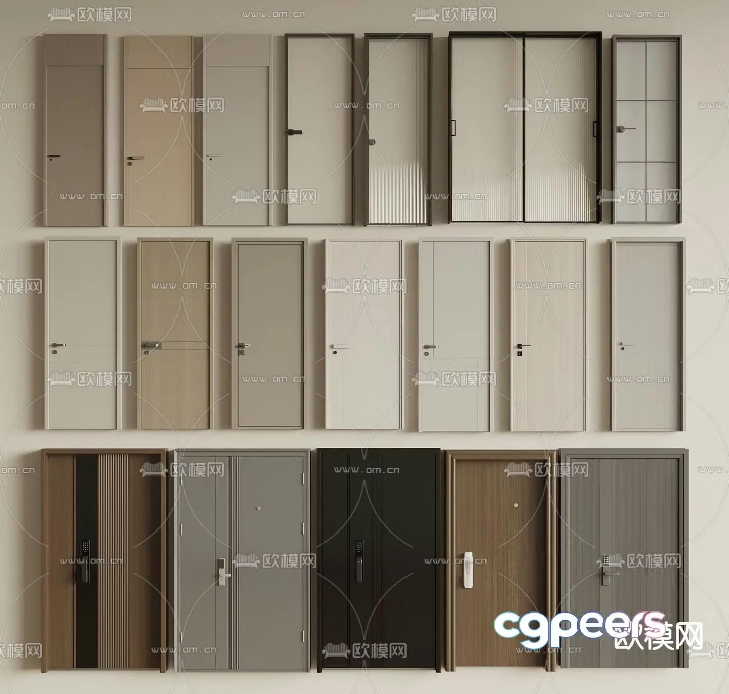 Entry door security door glass door sliding door 3d model