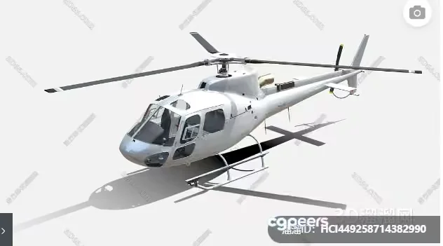 A White Helicopter With A Camera Icon In The Top Right Corner 3D Model – 12894 – VRAY Render