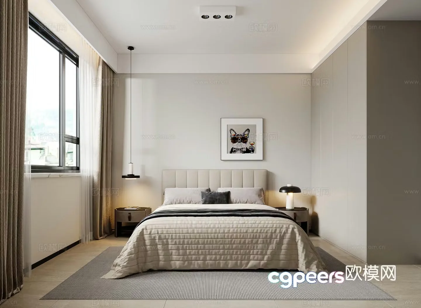 Modern minimalist bedroom 3d model