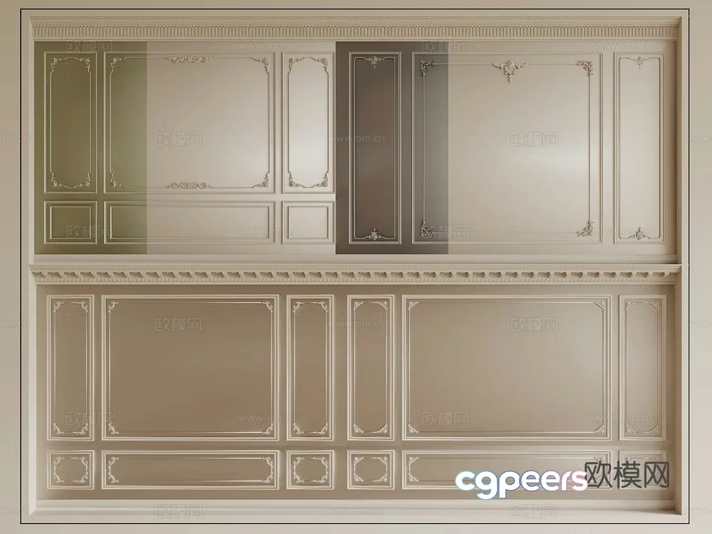 French gypsum line Bedroom background wall Living room background wall Carved 3d model
