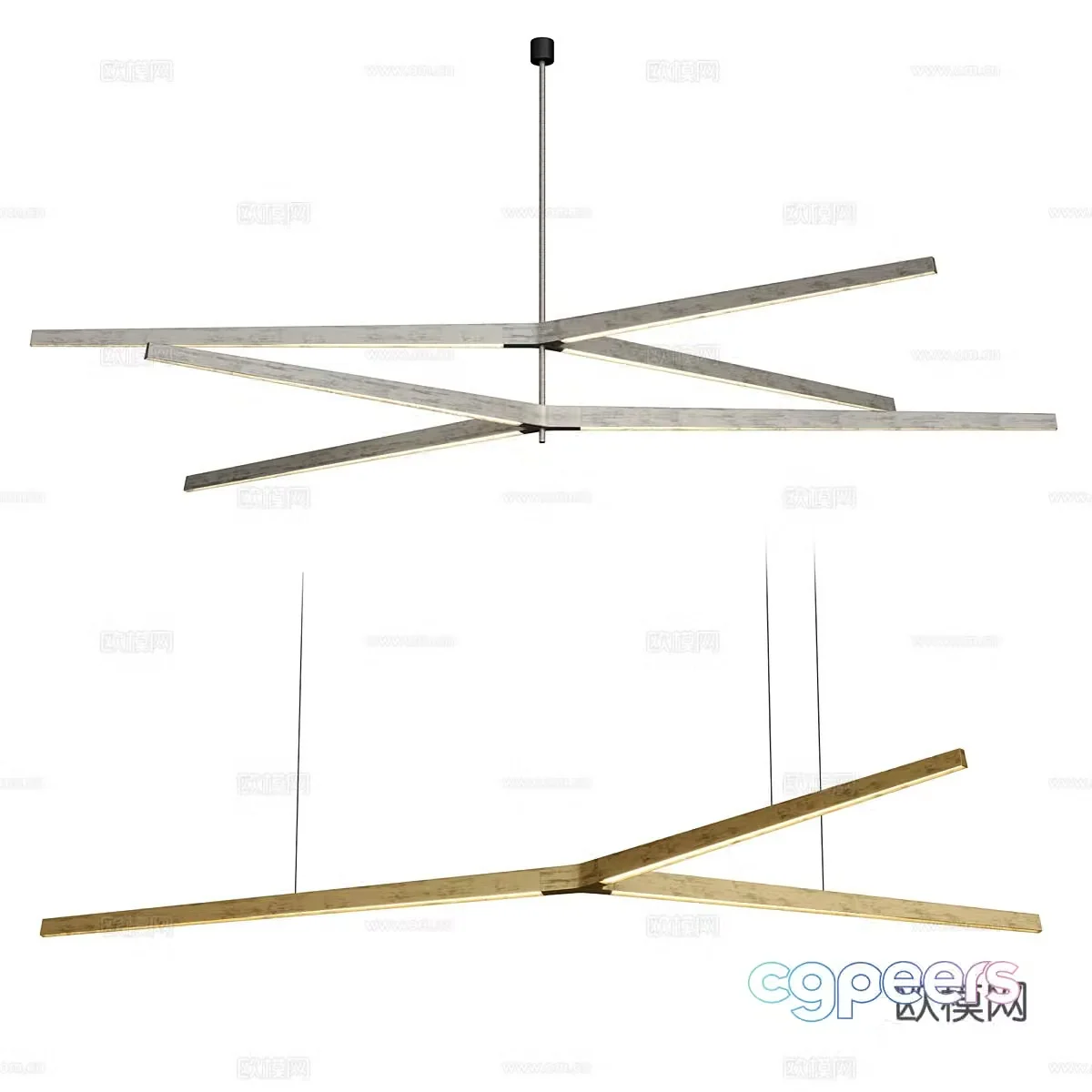 Modern minimalist linear decorative chandeliers 3d model