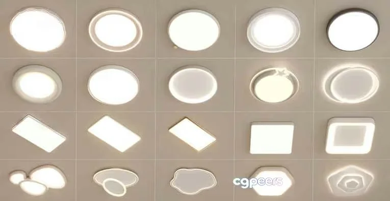White Ceiling Lights 3D Model – 553 – VRAY Render