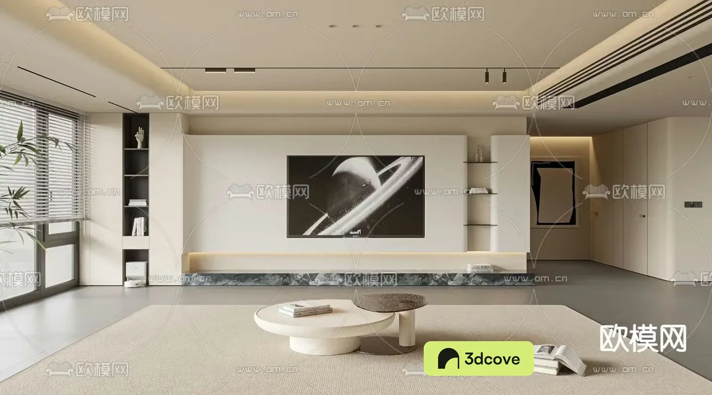 Creamy TV background wall