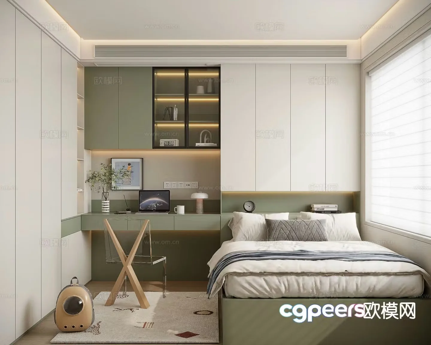 Modern minimalist bedroom tatami bedroom 3d model