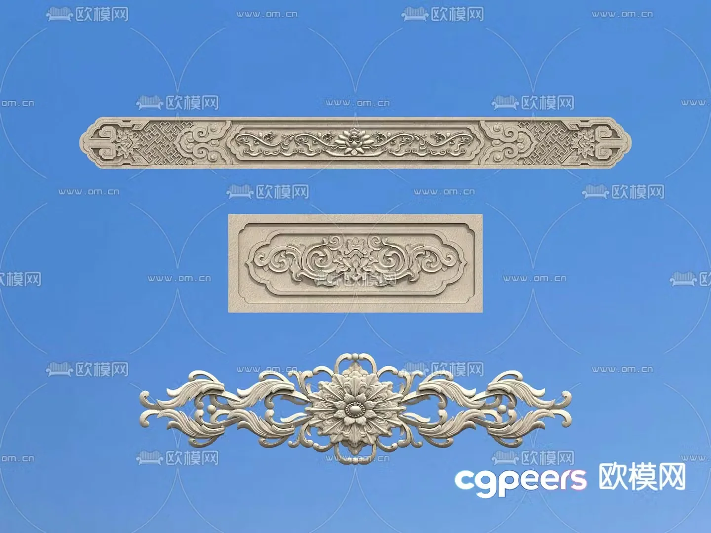 Simple European carving relief 3D model