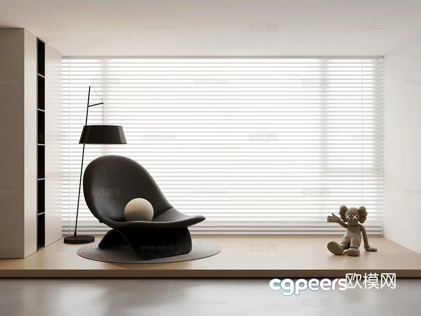 Recliner modern casual recliner chair single sofa sculpture floor lamp 3d model