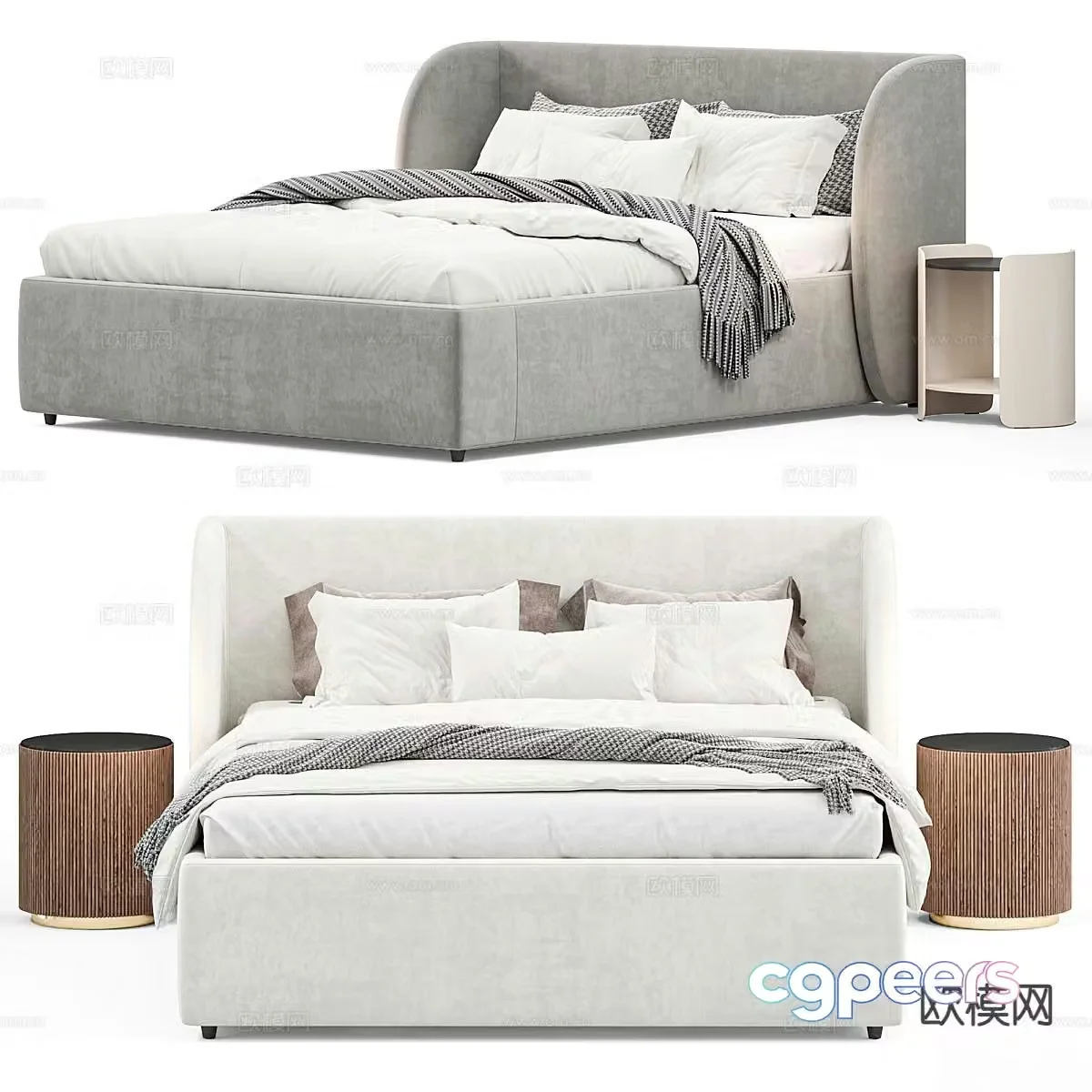 Modern double bed 3d model