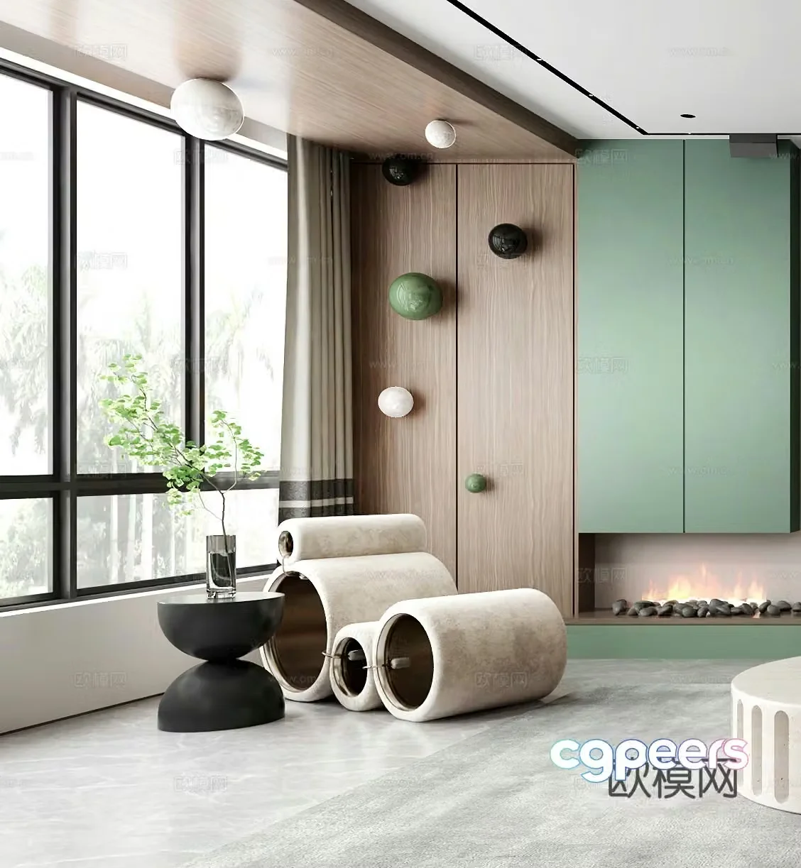 Modern leisure chair Modern lounge chair Side table Side table Simple Italian leisure chair G7173d model