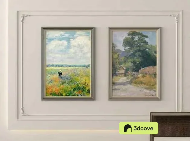 Two Framed Paintings On A Wall