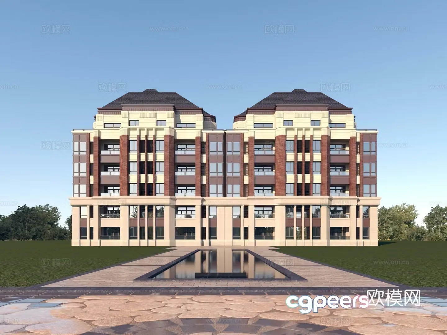 Simple European townhouse exterior 3D model