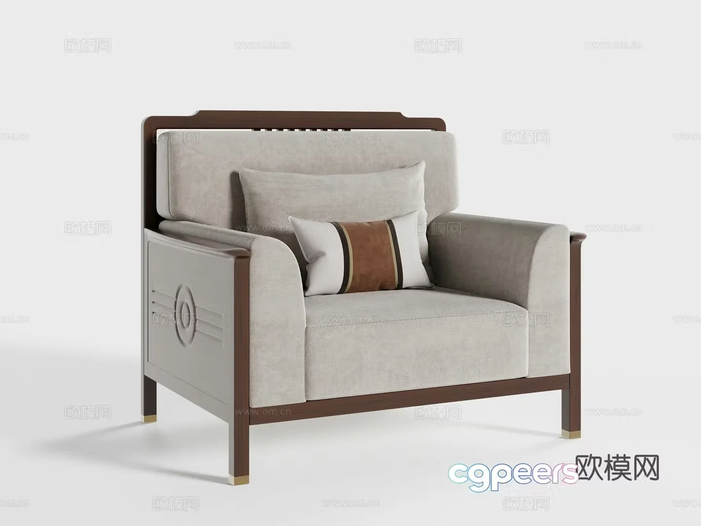 New Chinese single sofa 3D model