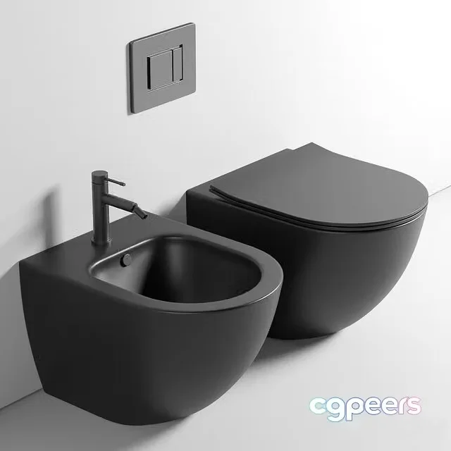 3ds Max Free – Toilet wall mounted Ceramica Nova Metropol CN4002MB rimless