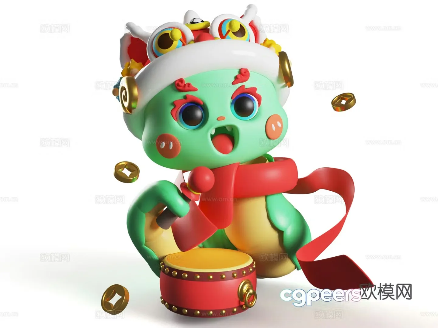 Cartoon snake mascot 3d model