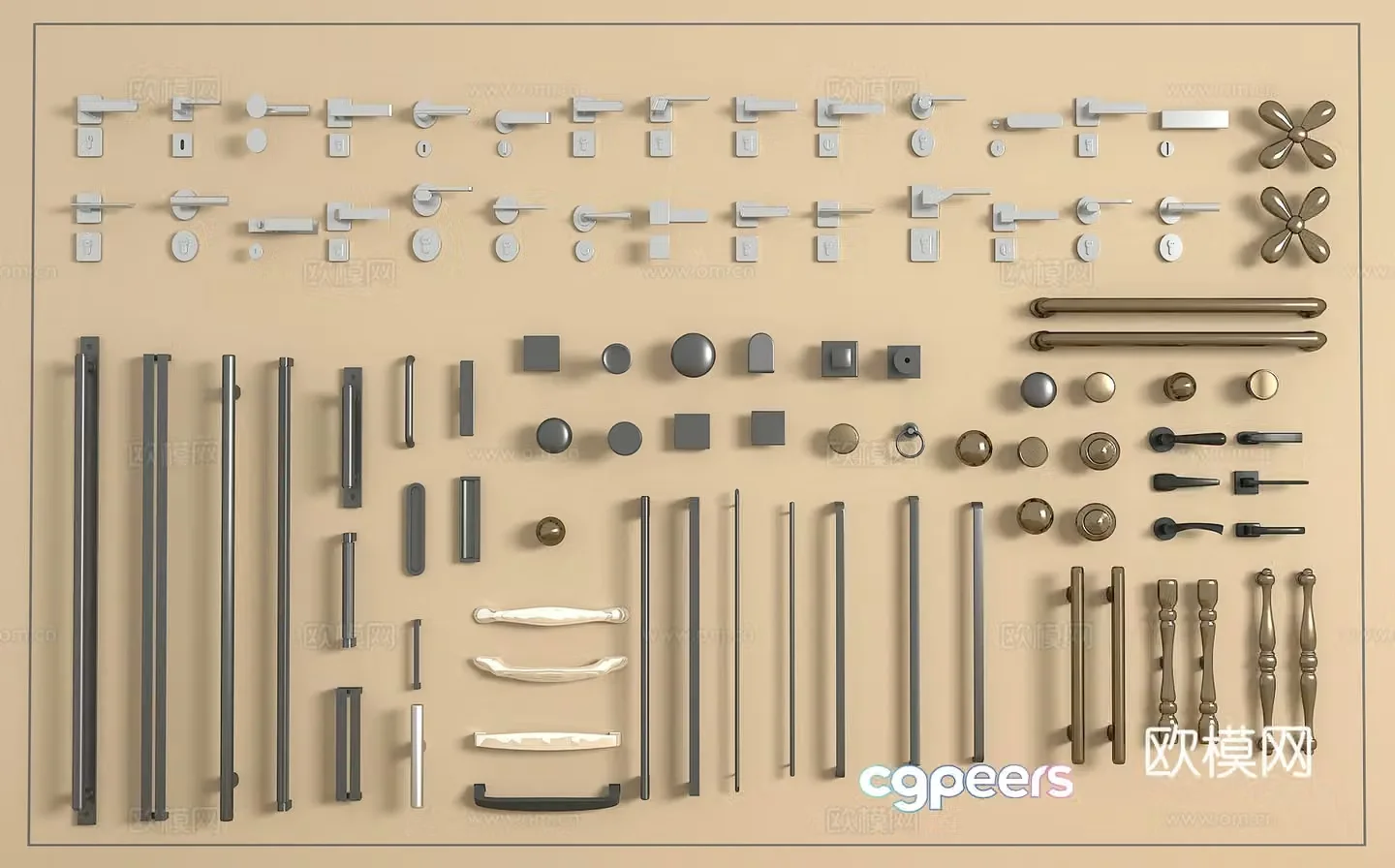 Hardware door lock Hardware handle Door handle 3D model