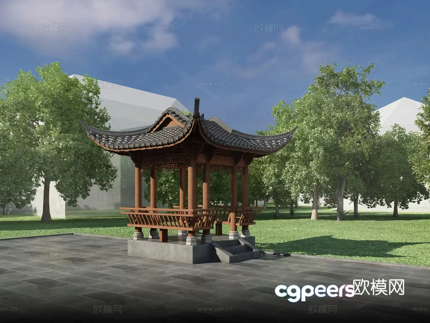 Chinese style ancient pavilion 3D model