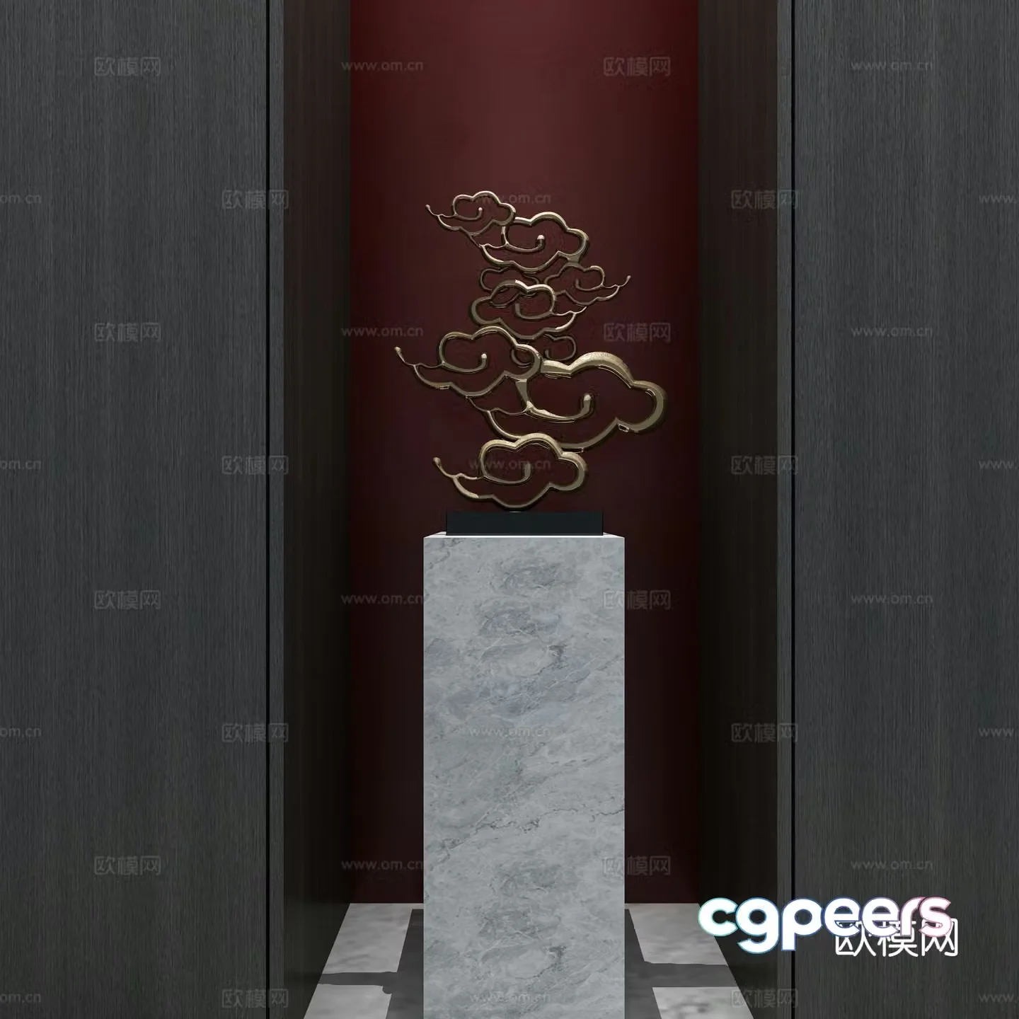 Chinese auspicious cloud sculpture ornaments 3D model