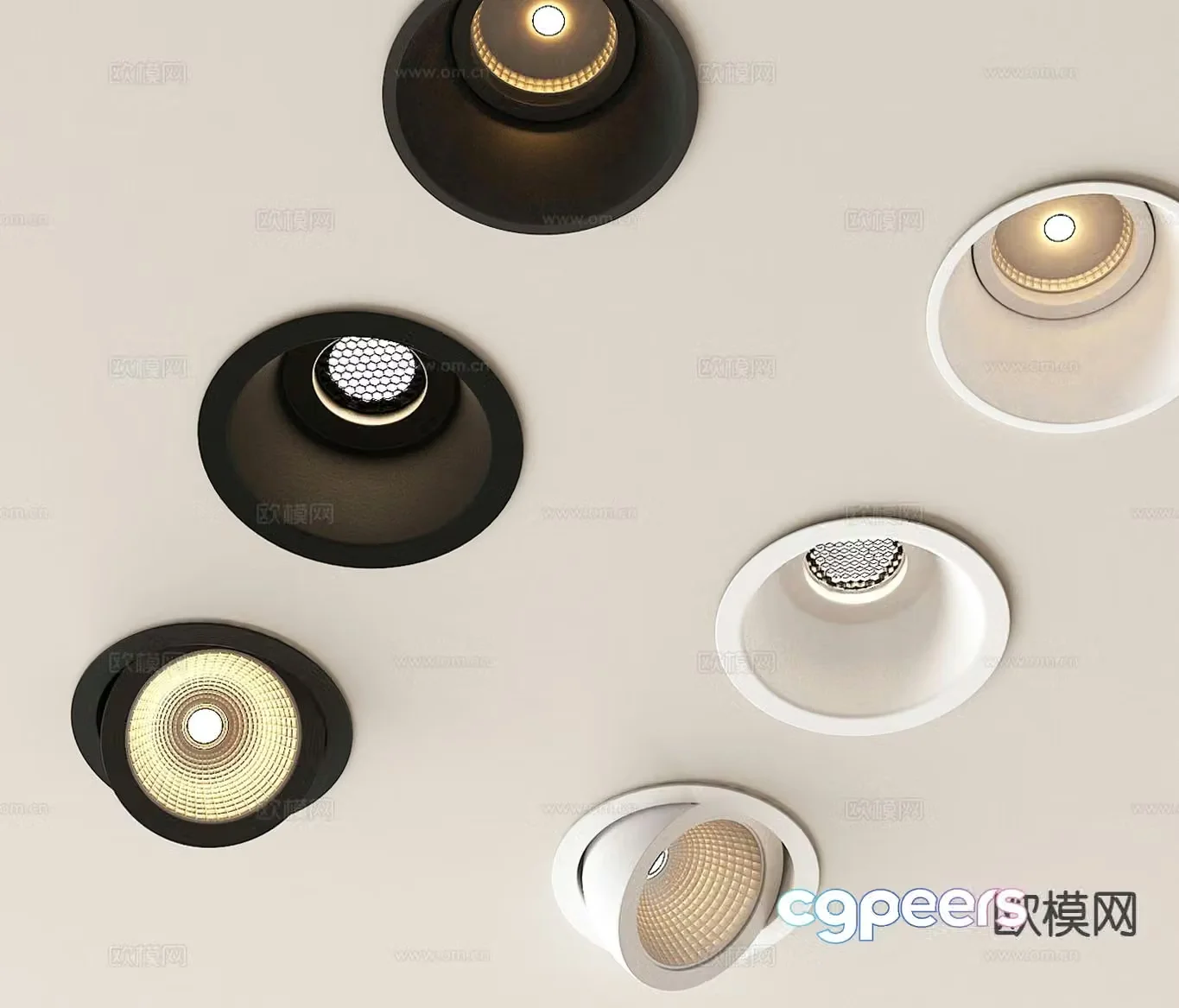 Spotlight bull’s eye lamp recessed downlight 3d model