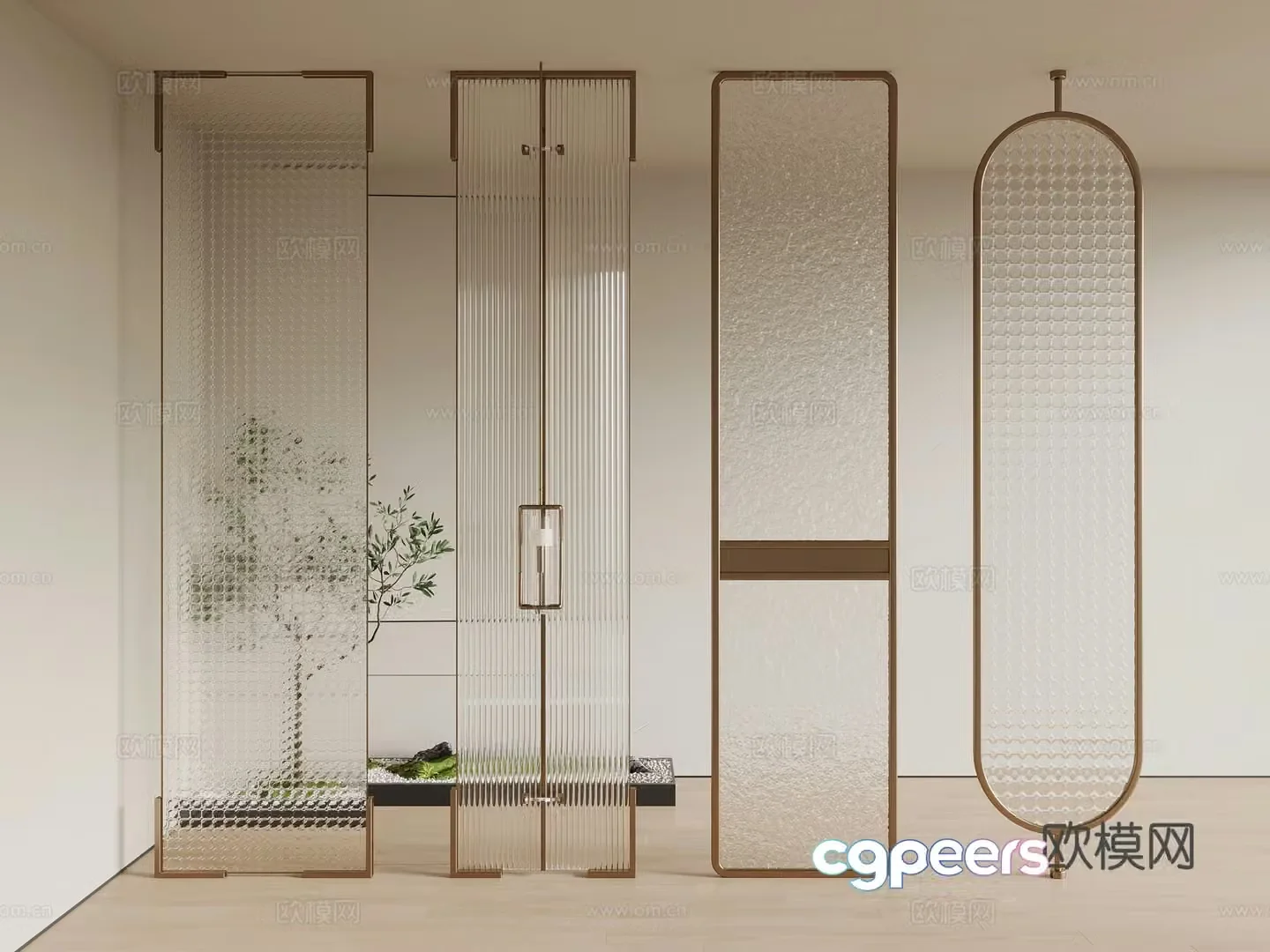 Modern glass partition 3d model