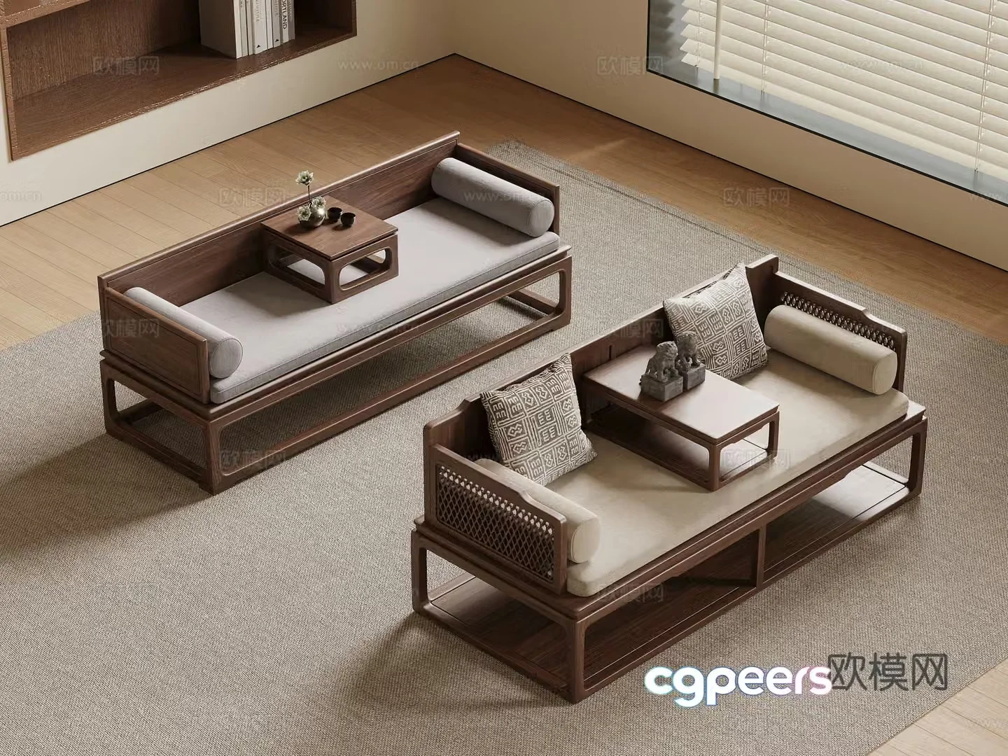 New Chinese Arhat Bed 3D Model