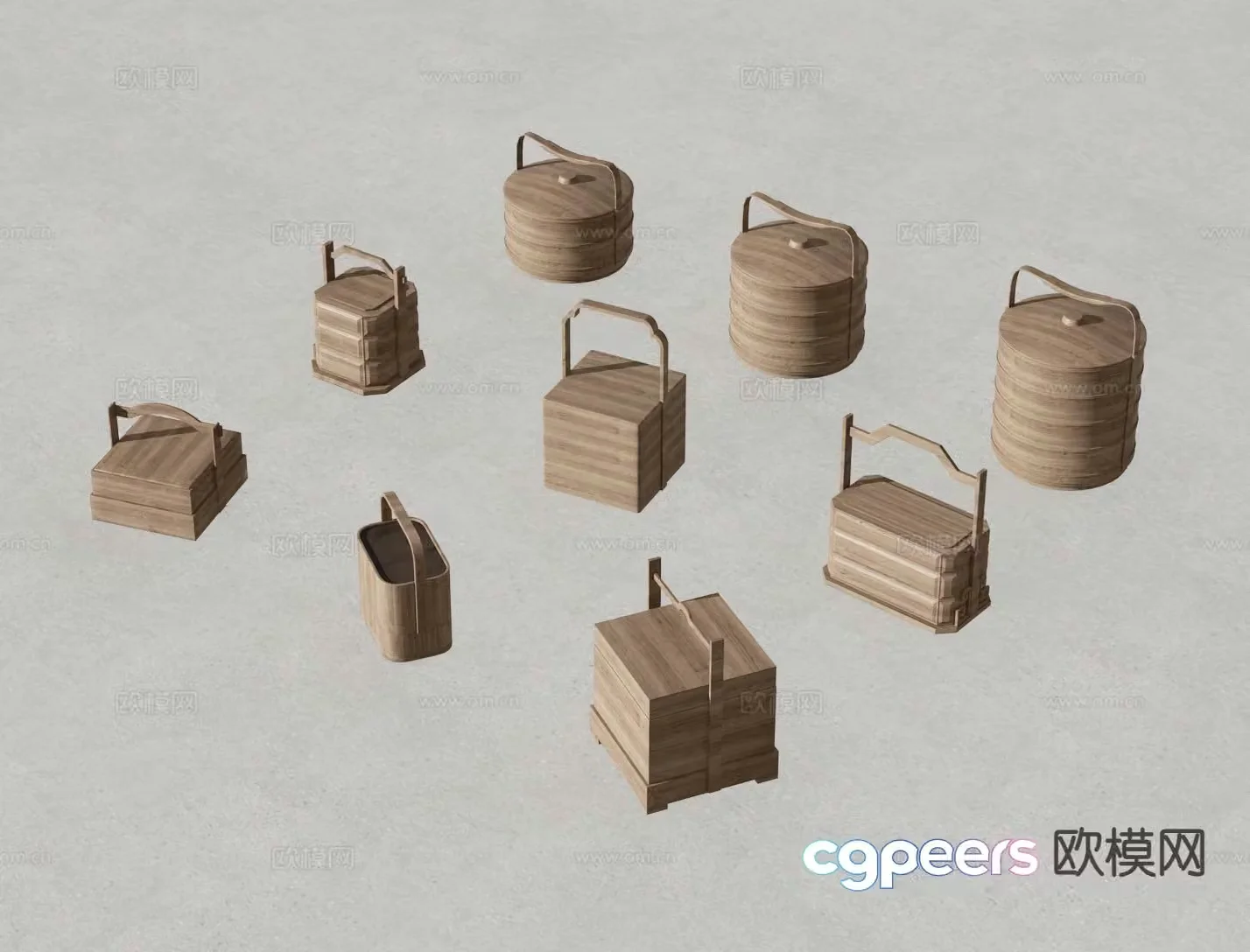 Chinese lunch box basket 3d model