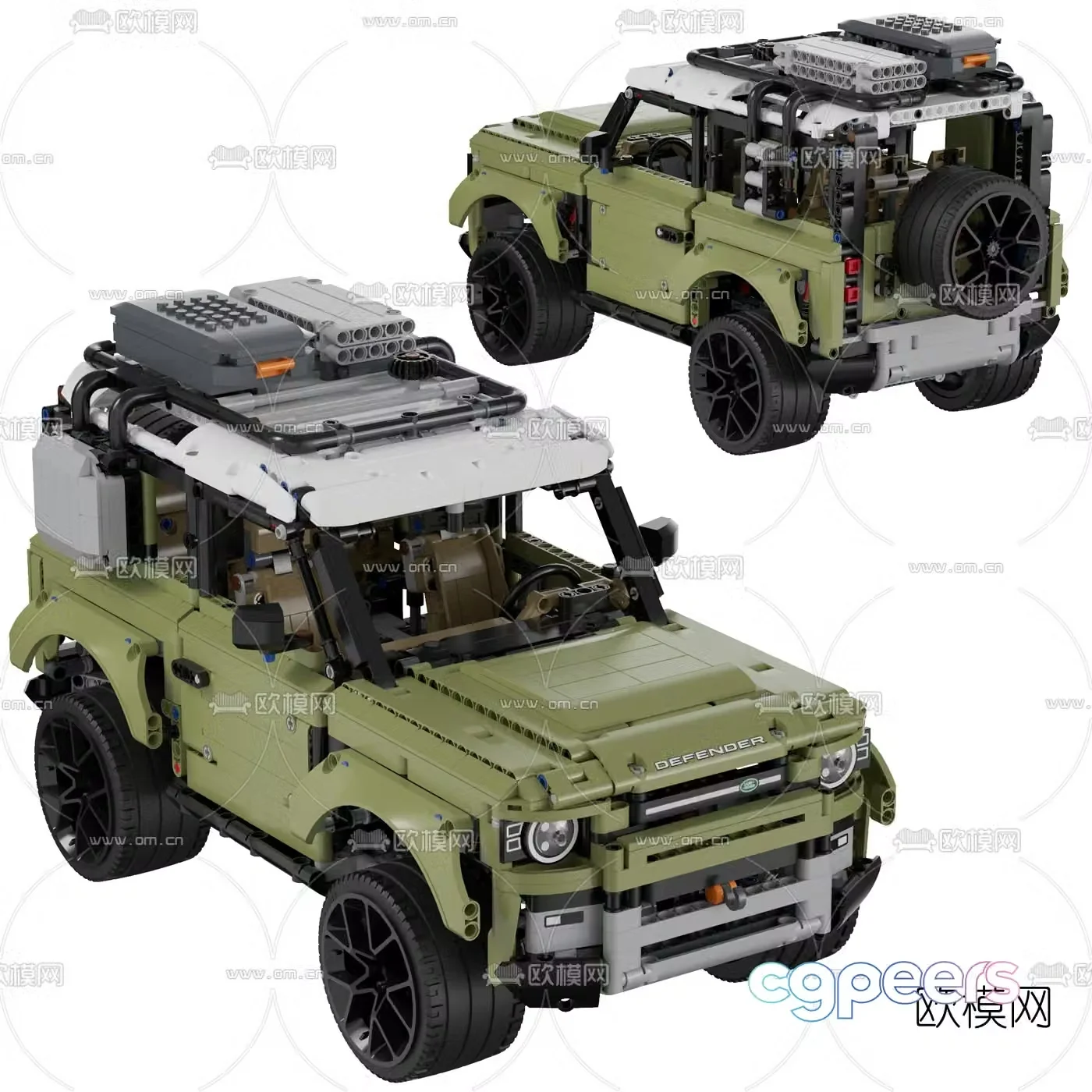 Modern building block land rover toy car 3d model