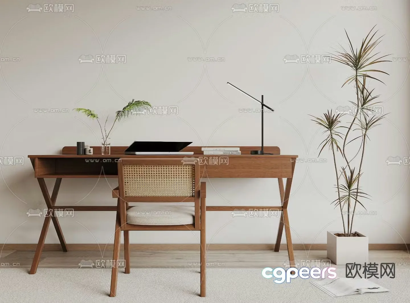 wabi-sabi desk computer desk study desk 3d model