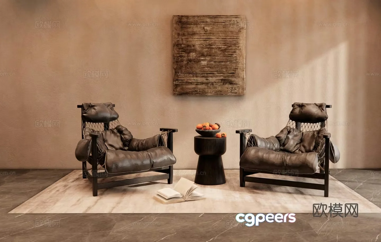 Washi leisure chair leather lounge chair leisure lounge chair single sofa sofa chair leisure table and chair 3D model