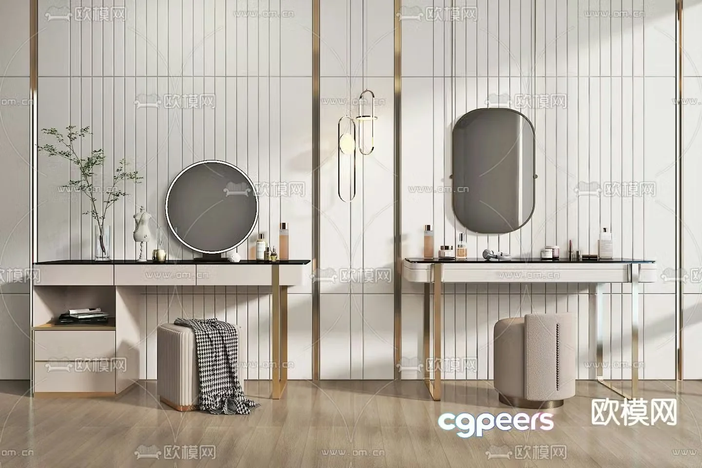 Light luxury dressing table 3D model of dressing table