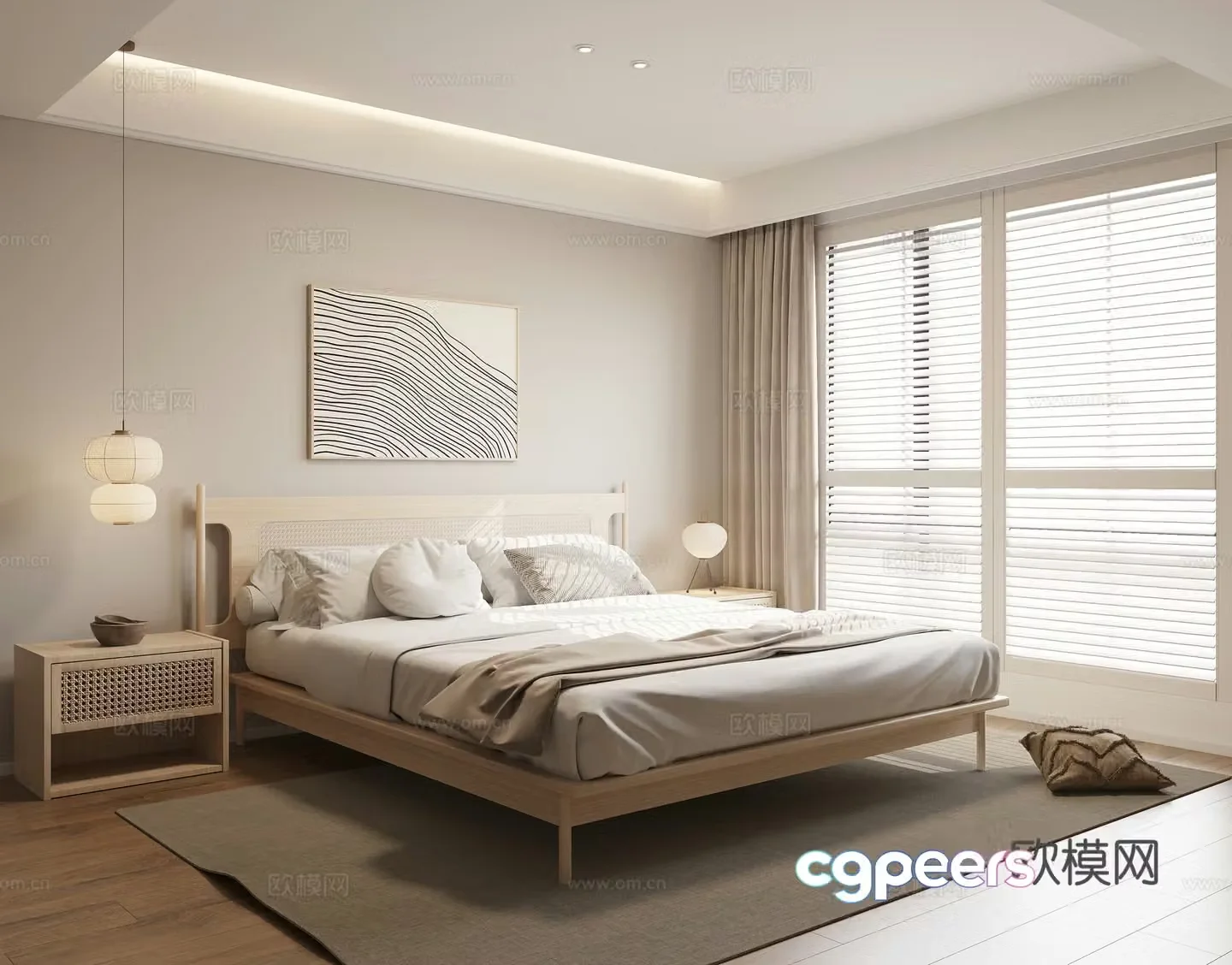 Wasabi Bedroom Double Bed 3D Model