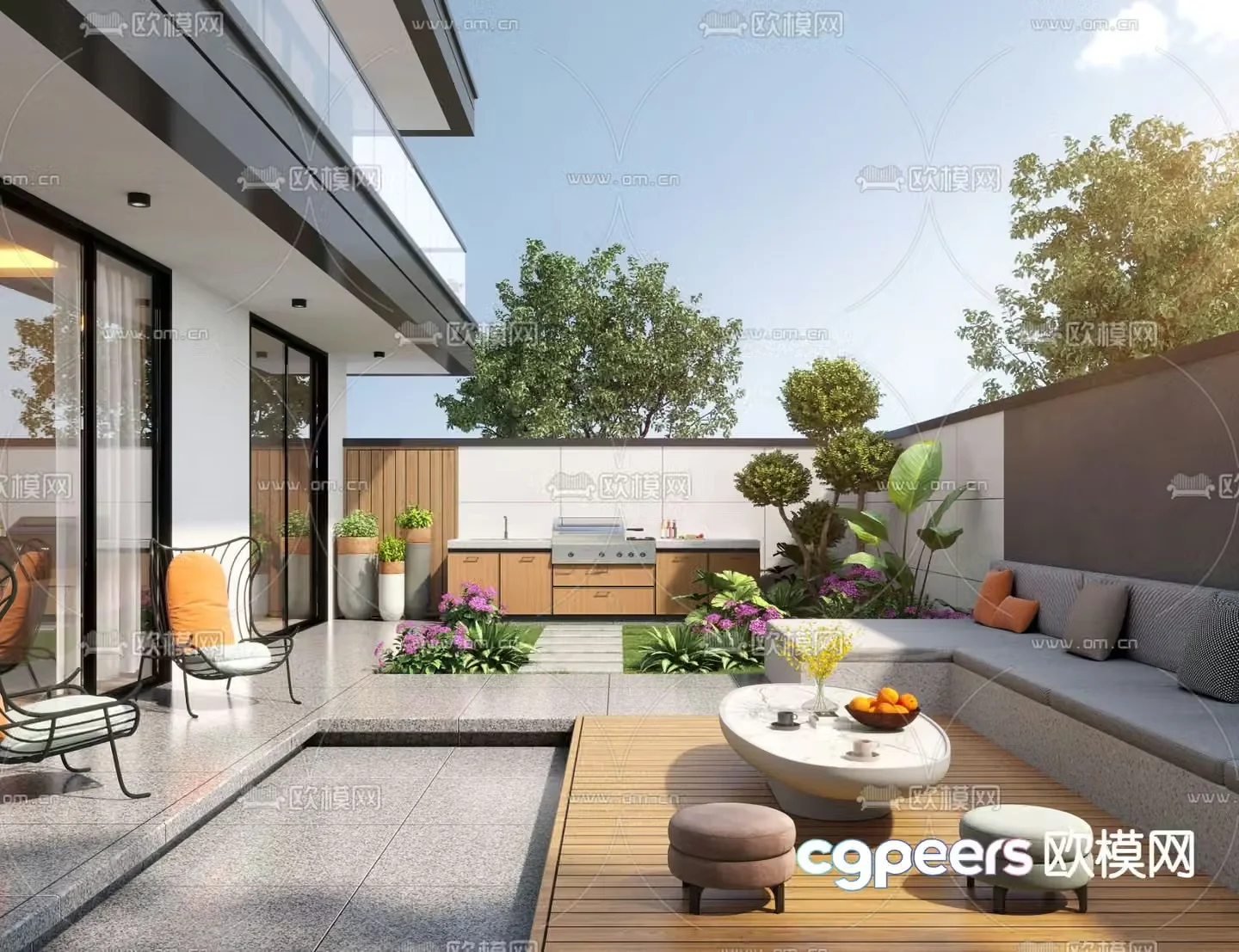 Villa courtyard garden 3d model