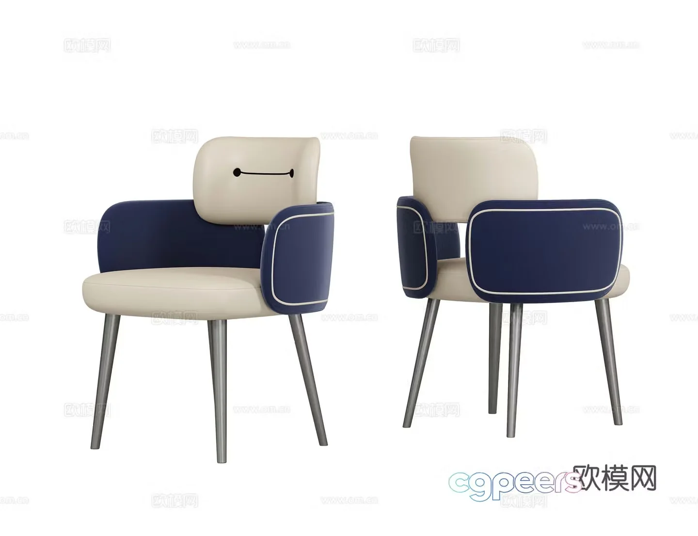Modern single chair dining chair 3d model