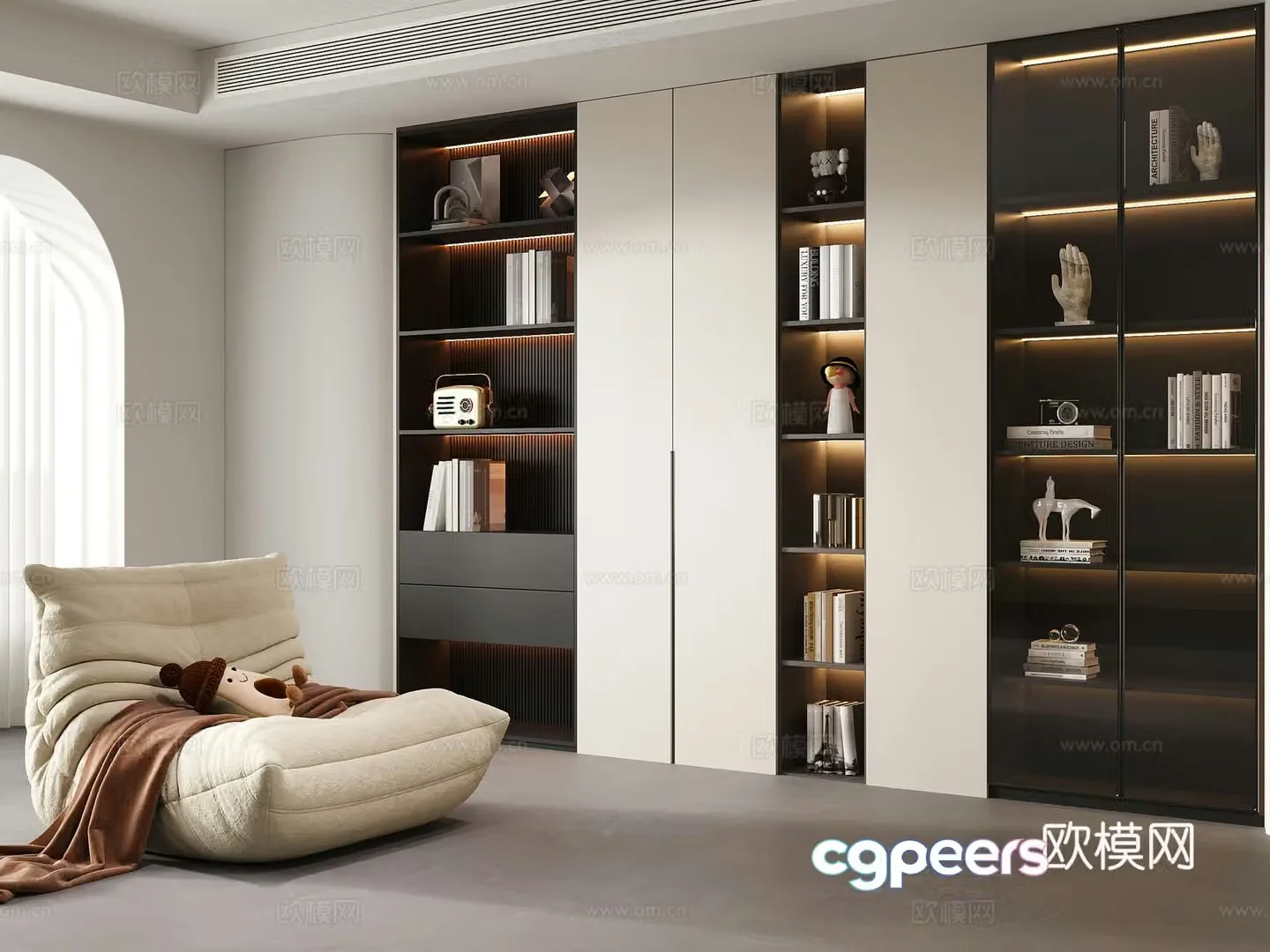 Modern study casual sofa book ornament 3D model