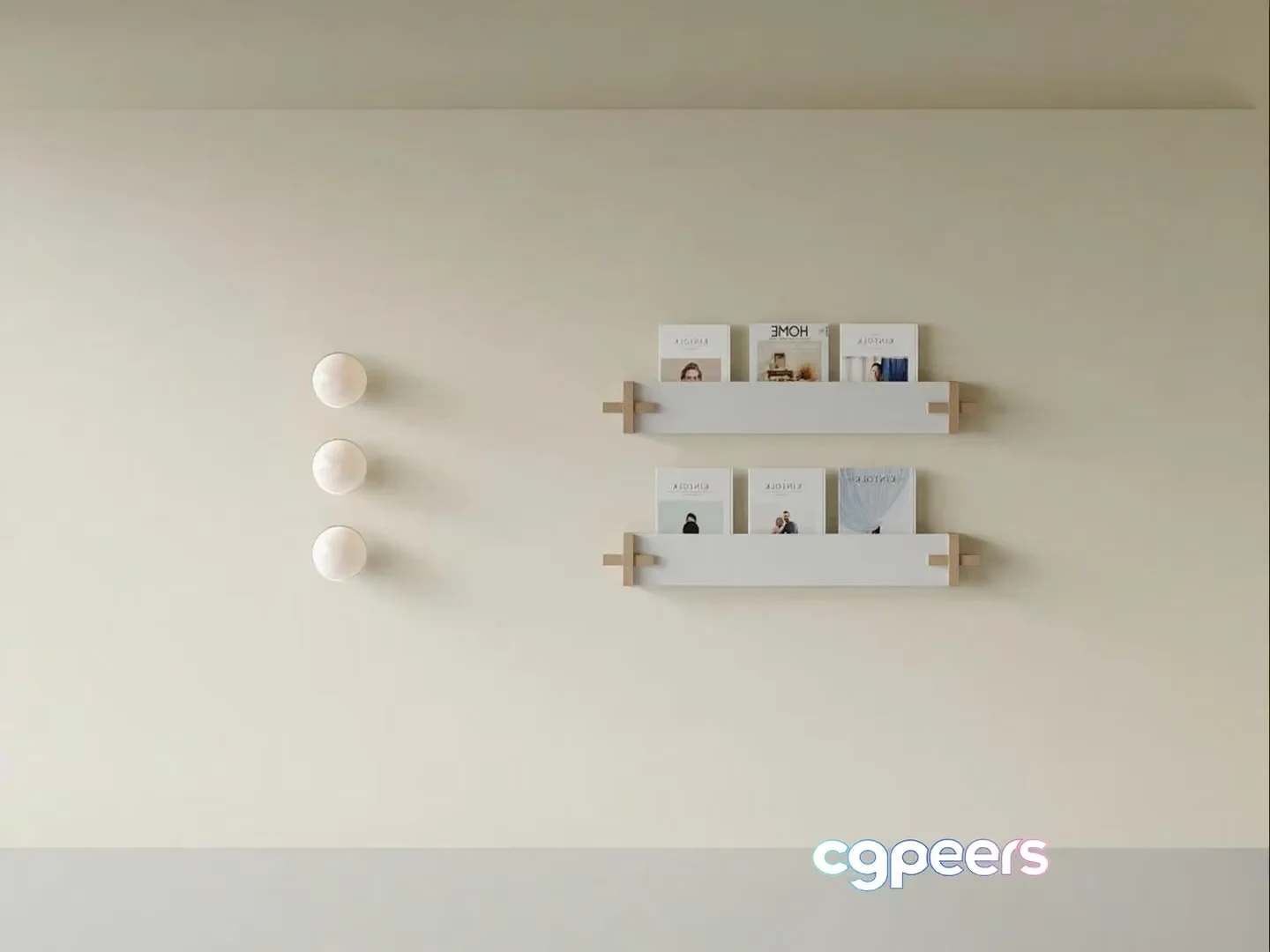 Minimalist White Wall Decor 3D Model – 6901 – VRAY Render