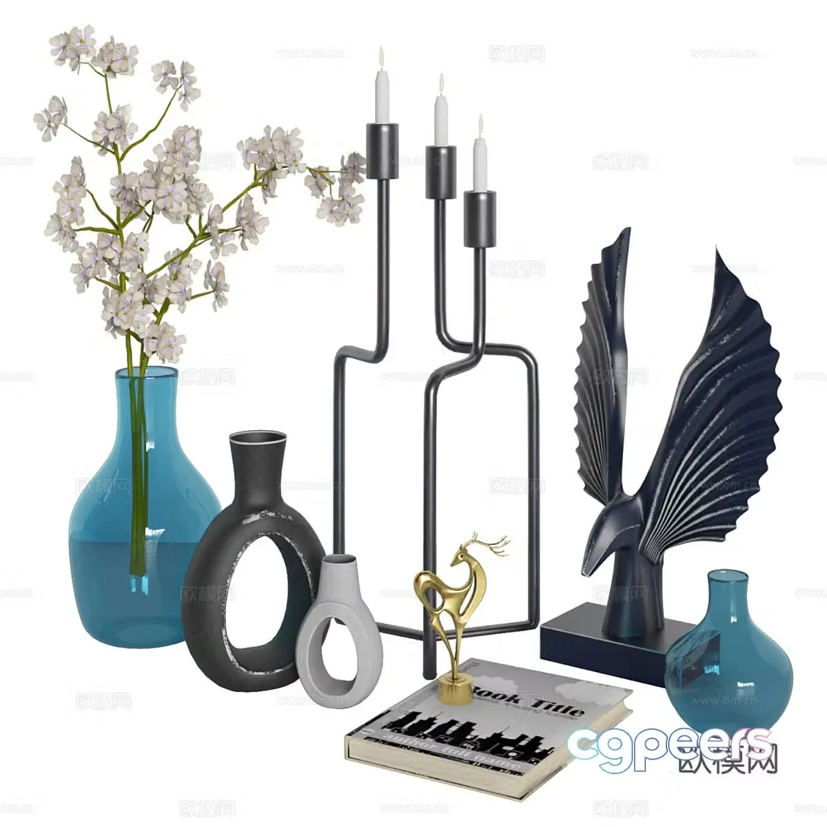 Modern decorations tableware vases candlestick lamps sculpture 3D models