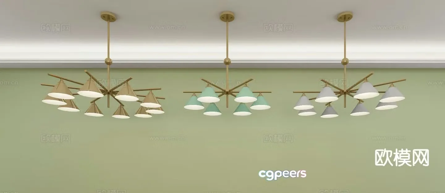 Light luxury chandelier hall chandelier 3d model