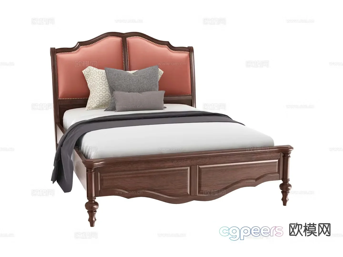 American double bed 3d model