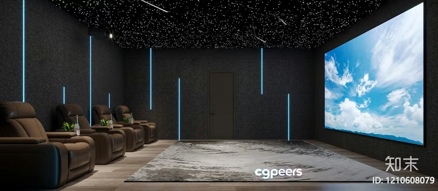Modern Home Theater Room 3D Model – 11918 – VRAY Render