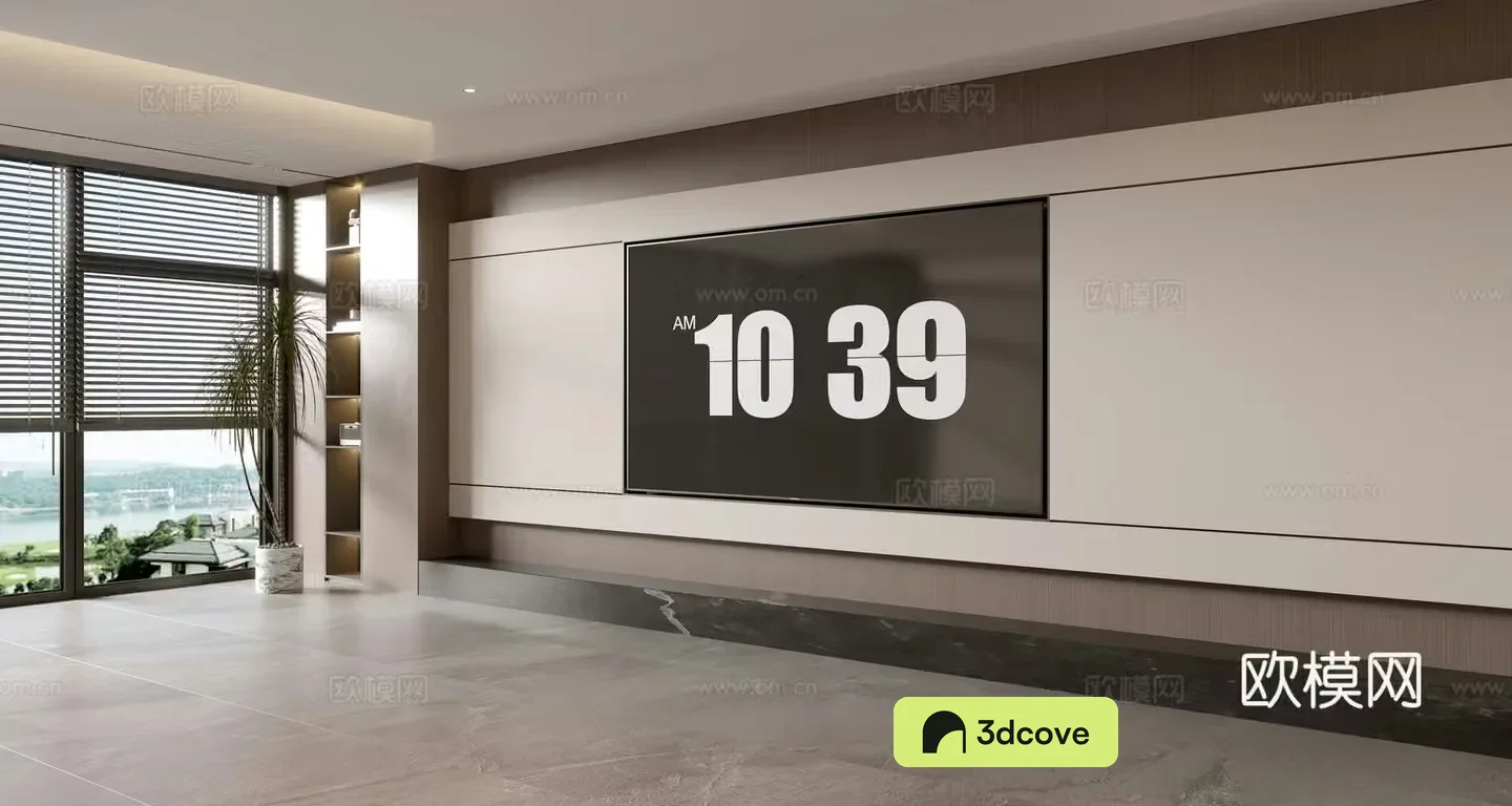 Modern simple living room light luxury TV background wall full wall TV cabinet
