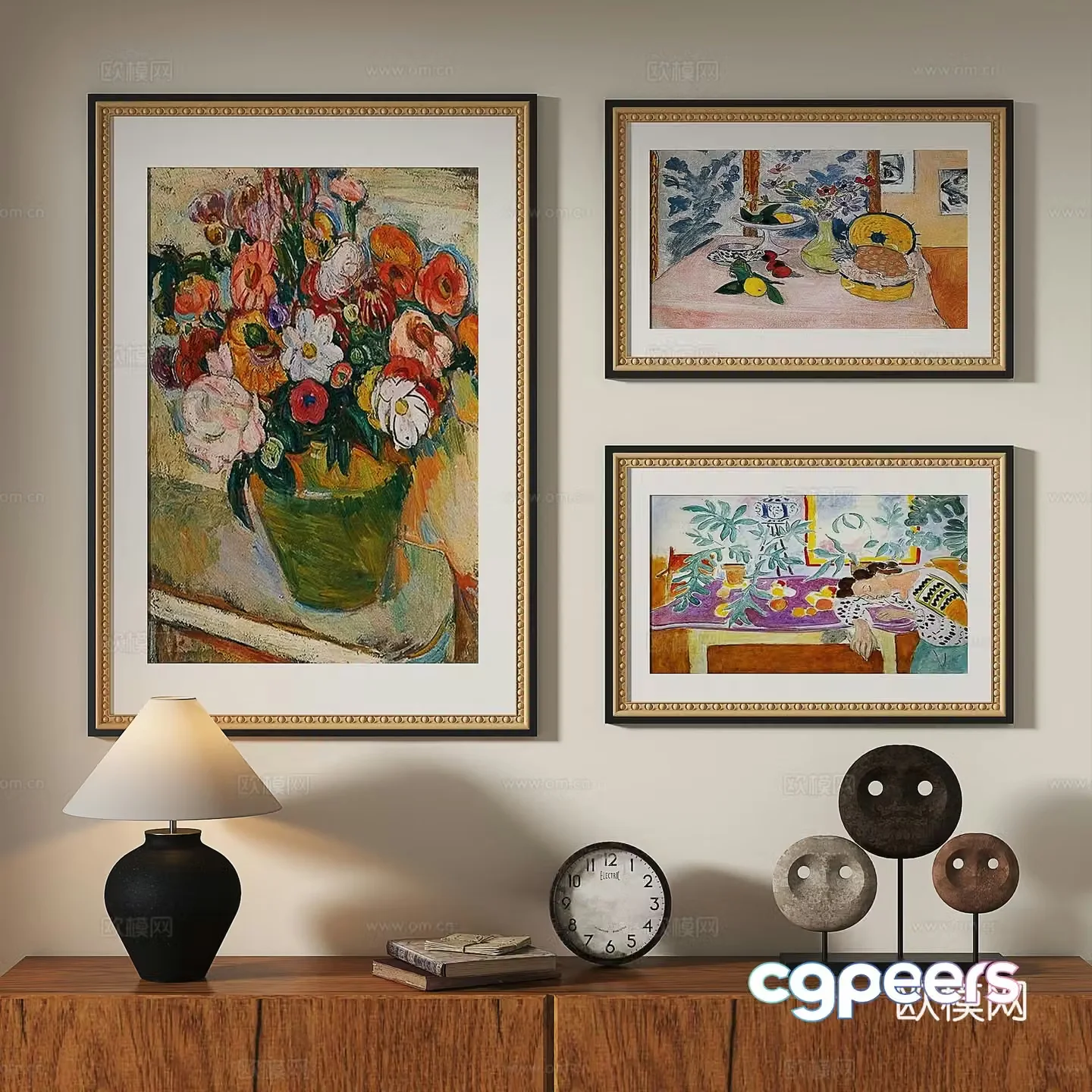 European classical French retro oil painting decorative painting 3d model
