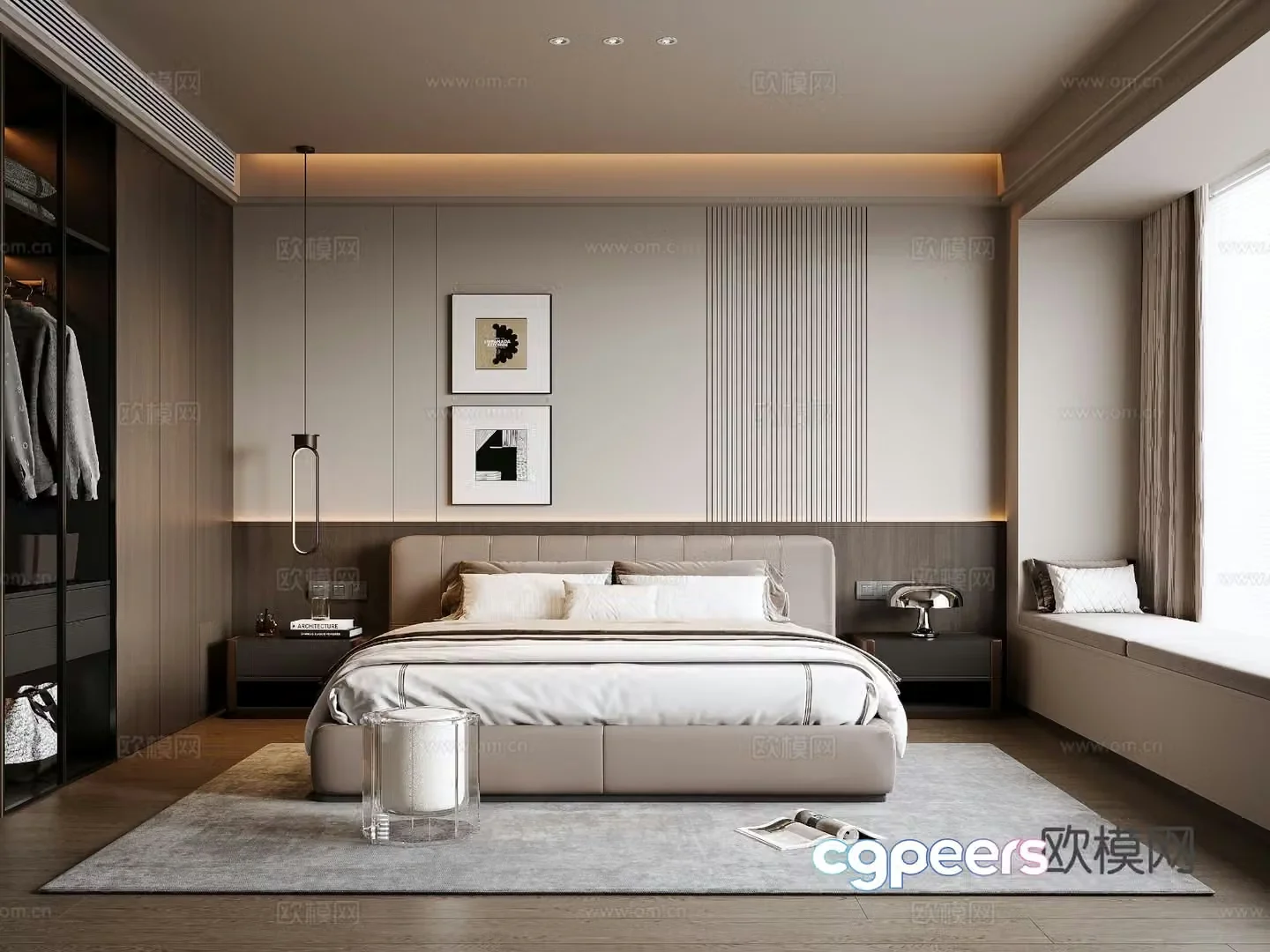 Modern Italian home bedroom 3d model