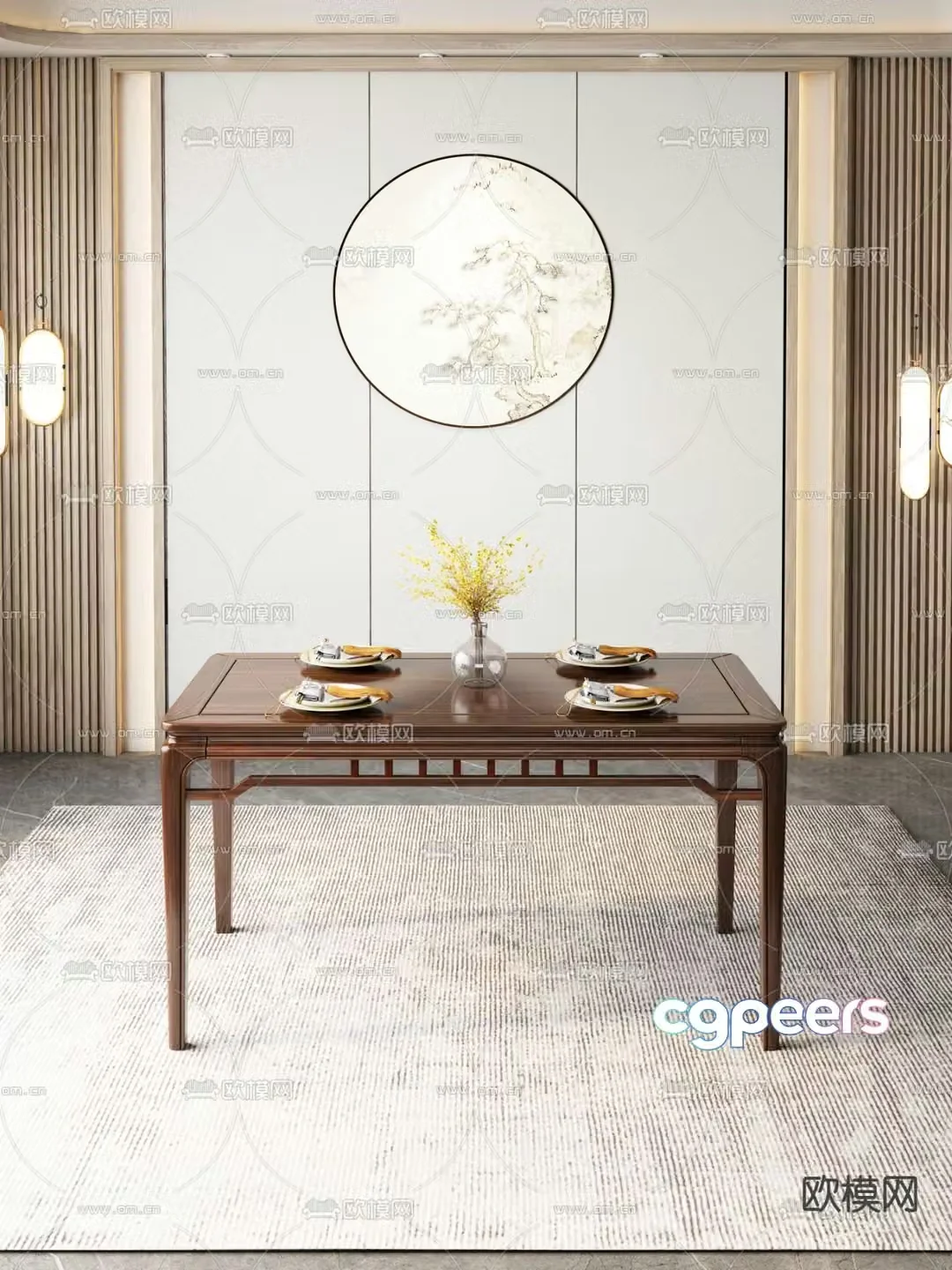 Chinese dining table mahogany dining table 3d model