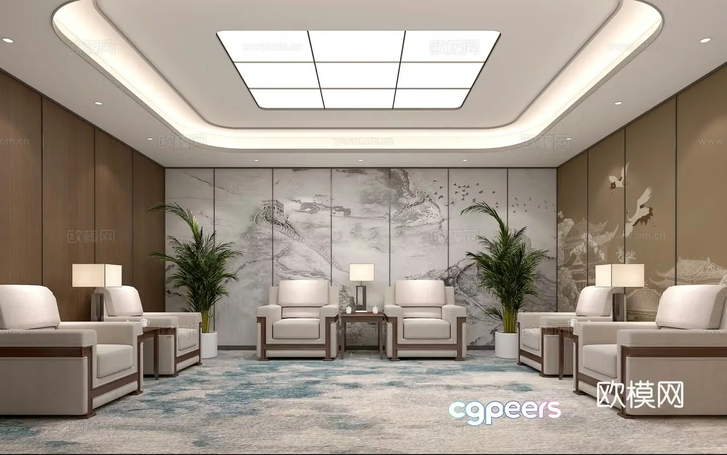 New Chinese style reception room VIP reception room 3D model