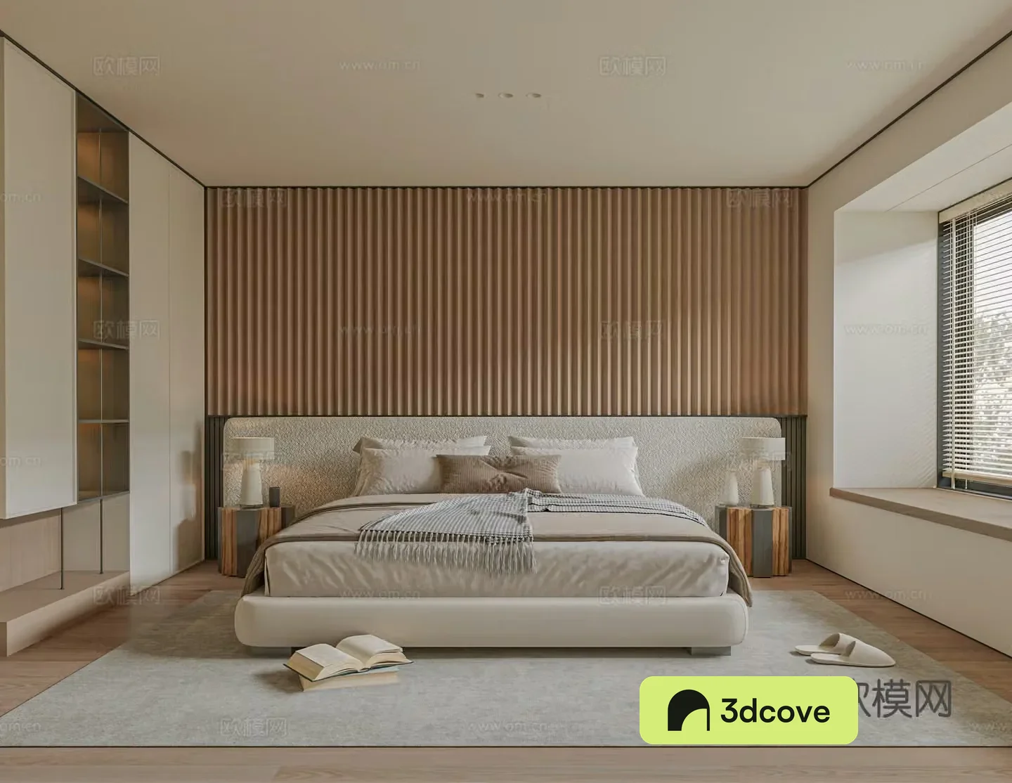 Modern bedroom bed nightstand jewelry