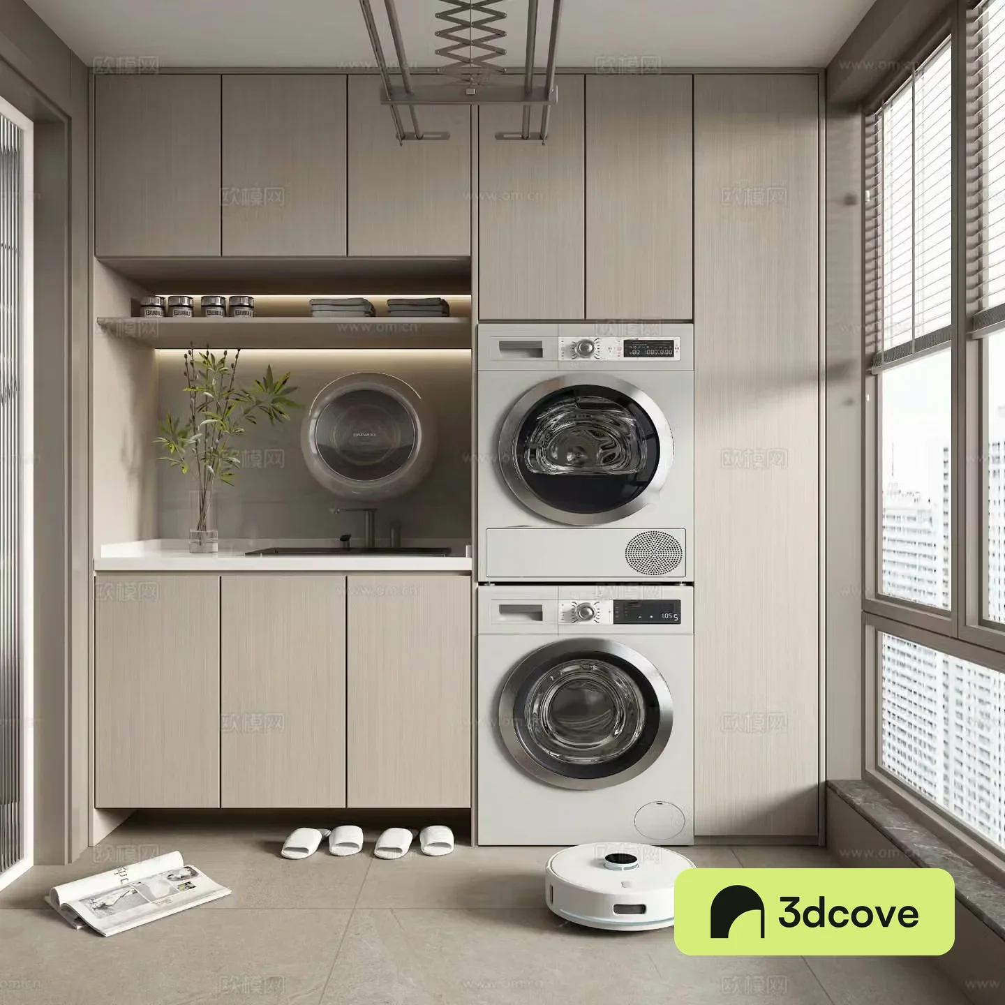 Modern balcony cabinet washing machine cabinet