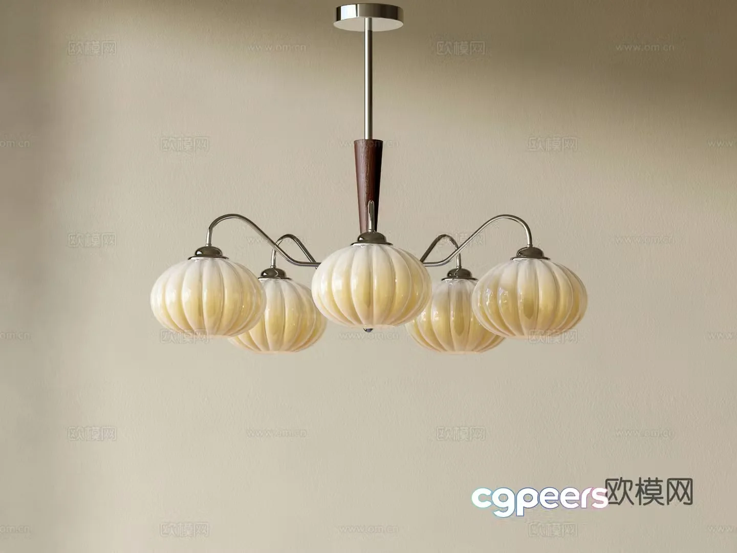 French pumpkin chandelier multi-head chandelier 3d model