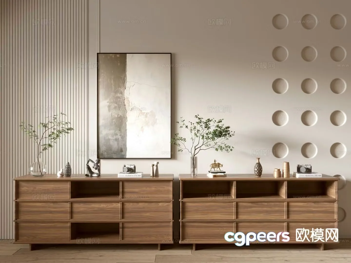 Wabi-sabi entrance cabinet side cabinet 3D model